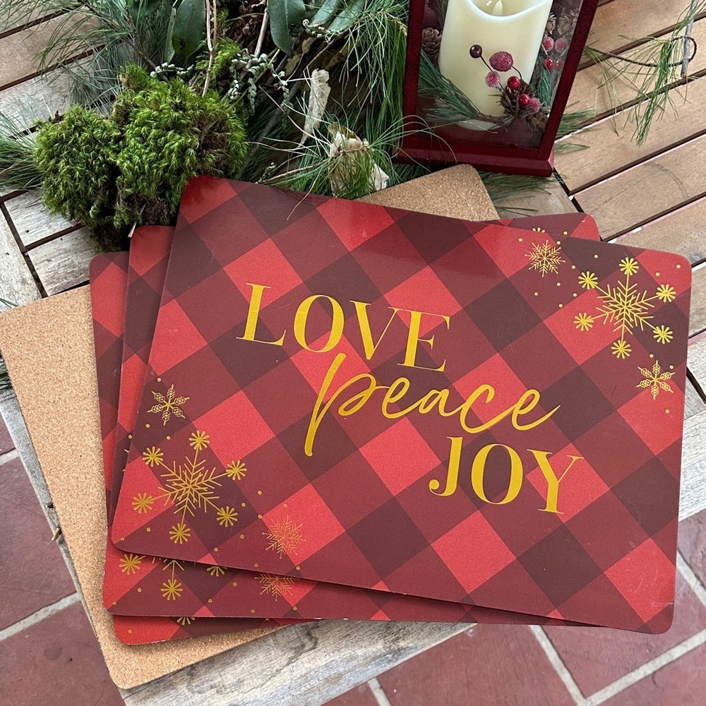 Christmas Red and Gold cork board Holiday Placemats set of 4